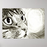 Fairy Light Tabby Cat Fantasy Art Poster Print posters