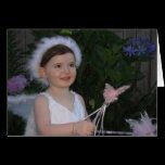 A cute girl dressed up in wings and with wands. Fairy Magic Spellcasting Girl Cards
