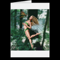 Fairy meeting wasp in woods cards