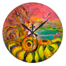 FAIRY OF THE SUNFLOWERS ROUND WALLCLOCK