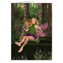 Fairy On A Swing Greeting Cards