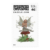 Fairy on mushroom postage by Ceyzpurplestang Fairy on mushroom postage