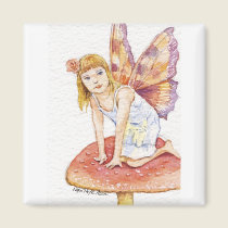 Fairy On Mushroom Stamp magnets