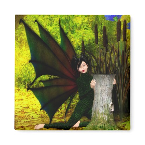 Fairy Peeping Around Tree Trunk Fridge Magnet