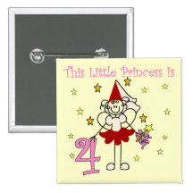 Fairy Princess 4th Birthday  Tshirts and Gifts Pins