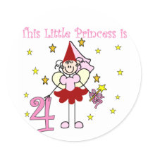 Fairy Princess 4th Birthday Tshirts and Gifts stickers by kids_birthdays Fairy Princess 4th Birthday Tshirts and Gifts stickers