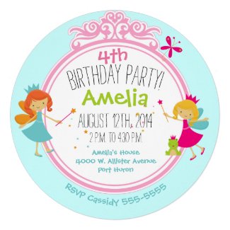 Fairy Princess Birthday Circle Invite Personalized Invitations