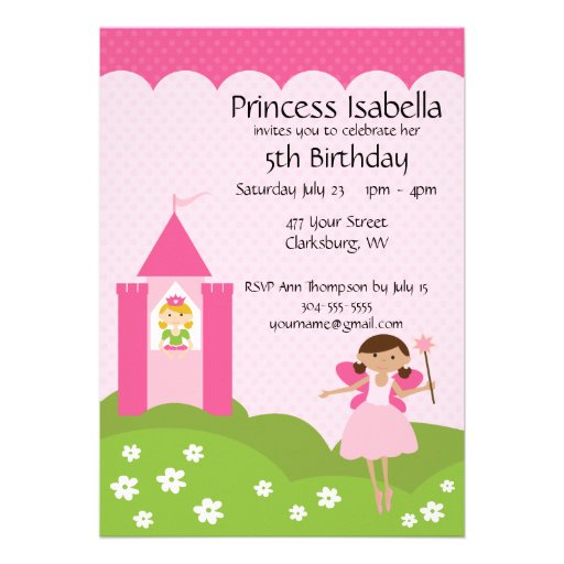 Fairy Princess Castle Birthday Custom Invitations