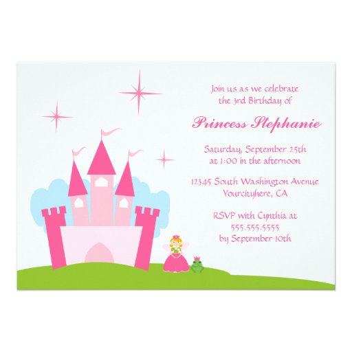 Fairy princess castle birthday party invitation