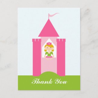Fairy princess castle thank you postcard postcard