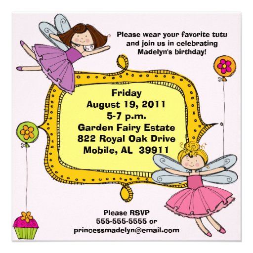 Fairy Princess Customized Birthday Invites