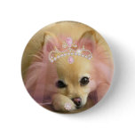 fairy princess dog with diamond crown pinback buttons