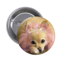fairy princess dog with diamond crown pinback buttons
