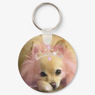 fairy princess dog with diamond crown keychain