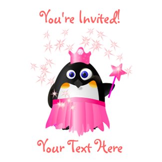 Fairy Princess Penguin Invitation invitation