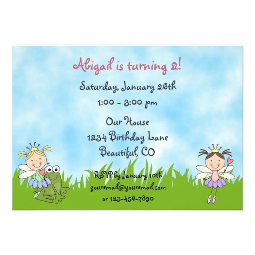 Fairy Princesses and Frogs Birthday Invitation