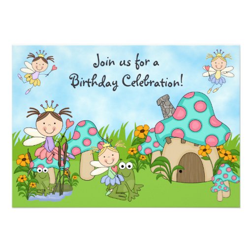 Fairy Princesses and Frogs Birthday Invitation