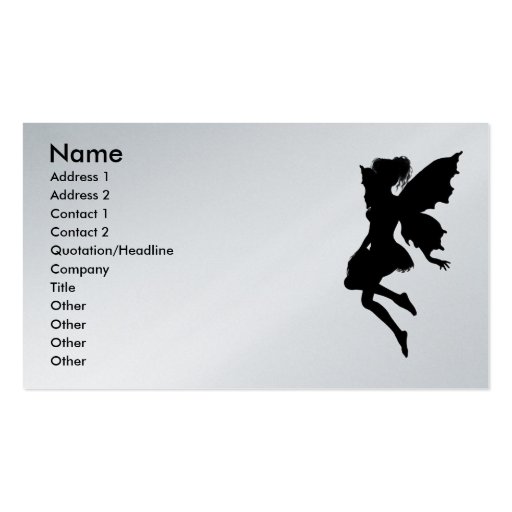 Fairy Silhouette Pose 23 Business Card Template (front side)