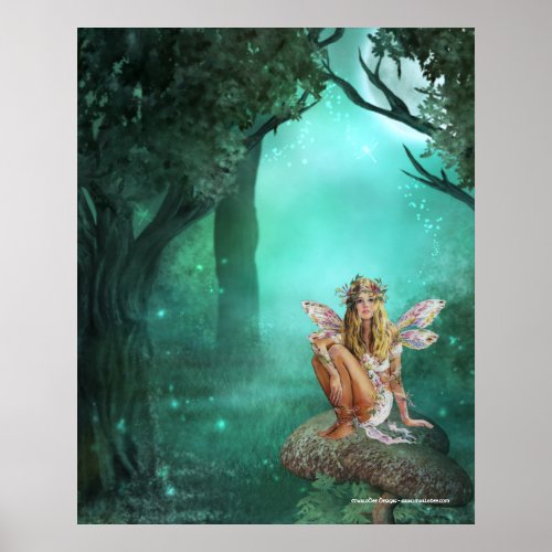 Fairy Sitting on a Mushroom Patch Print print