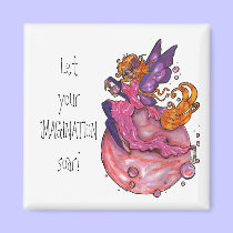Fairy Sitting w/ Pink Bubbles Magnet magnets