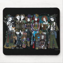 steampunk, fairy, circus, sideshow, tribal, fusion, twins, gemini, whimsical, enchanted, faery, faerie, Mouse pad with custom graphic design