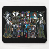 steampunk, fairy, circus, sideshow, tribal, fusion, twins, gemini, whimsical, enchanted, faery, faerie, Mouse pad com design gráfico personalizado