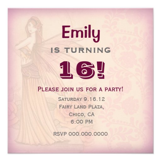 Fairy Sweet Sixteen Party Invitations