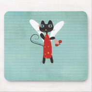 Fairy tale angel kitty hungry catch speedy mouse mousepad