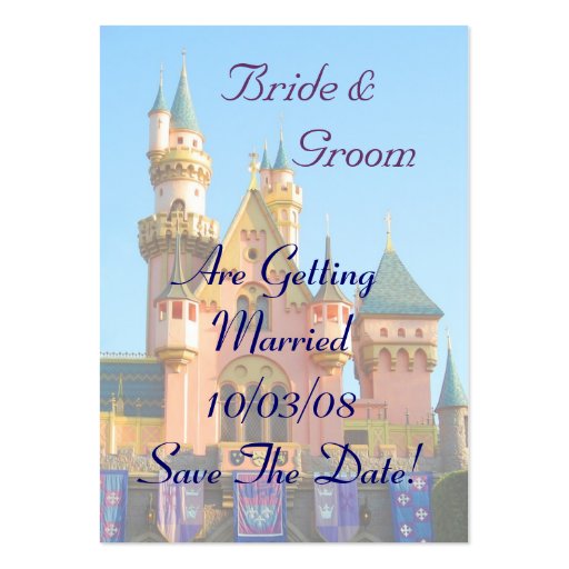 Fairy Tale Castle Save the Date Card Business Card Templates (front side)