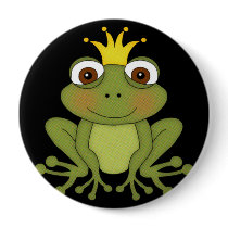 Fairy Tale Frog Prince with Crown Pinback Buttons