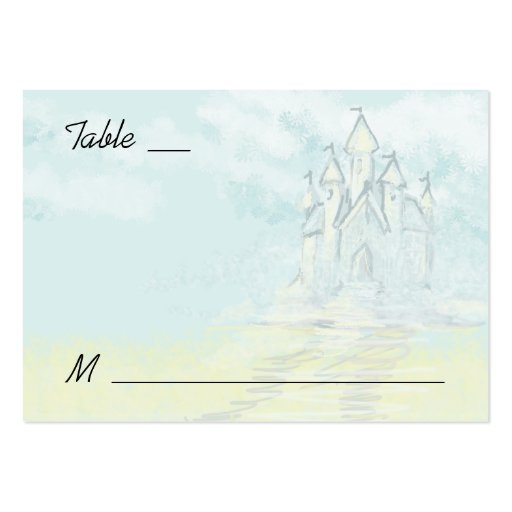 Fairy Tale Sand Castle Beach Wedding Place Cards Business Card Templates (front side)