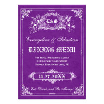 Fairy Tale Storybook Wedding Menu Cards invitations