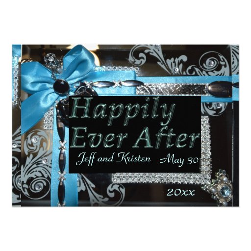 Fairy Tale Wedding- Light blue, black and silver Custom Announcement (front side)