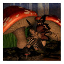 Fairy Under Mushrooms, Woodland Fairy posters