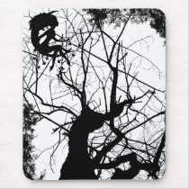 FAIRY WEBBY TREE B&W MOUSE PAD