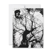 FAIRY WEBBY TREE BUBBLES B&W CUSTOM INVITE
