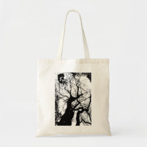 FAIRY WEBBY TREE BUBBLES B&W TOTE BAGS