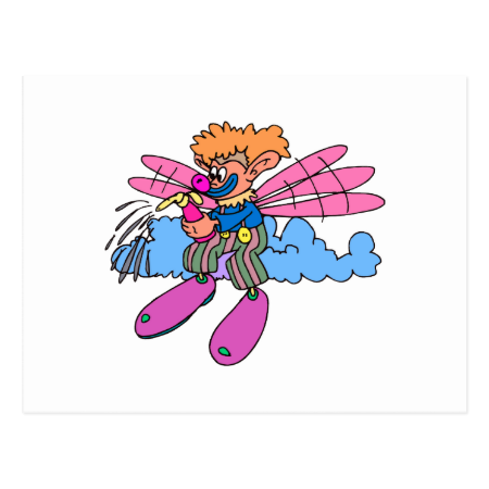 fairy wing clown postcard