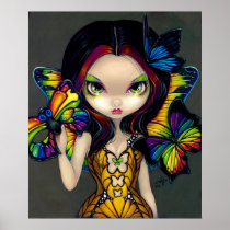 Fairy with a Butterfly Mask ART PRINT rainbow