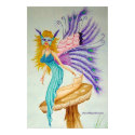 Fairy with feathers on mushroom posters