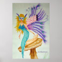 Fairy with feathers on mushroom posters