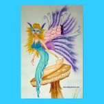 Fairy with feathers on mushroom posters