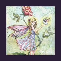 Fairy with Tiny Bunny Fairy Magnet magnets