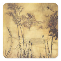 Fairy's Tightrope by Arthur Rackham Square Stickers