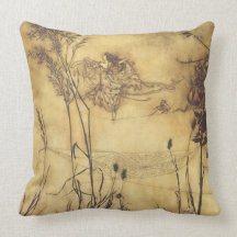 Fairy's Tightrope by Arthur Rackham, Vintage Art Pillow