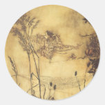 Fairy's Tightrope by Arthur Rackham, Vintage Art Sticker