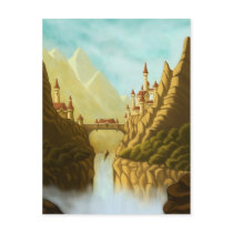 fairytale castles fantasy landscape postcard