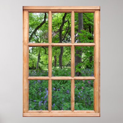 Fairytale Garden View from a Window (Premium) Print