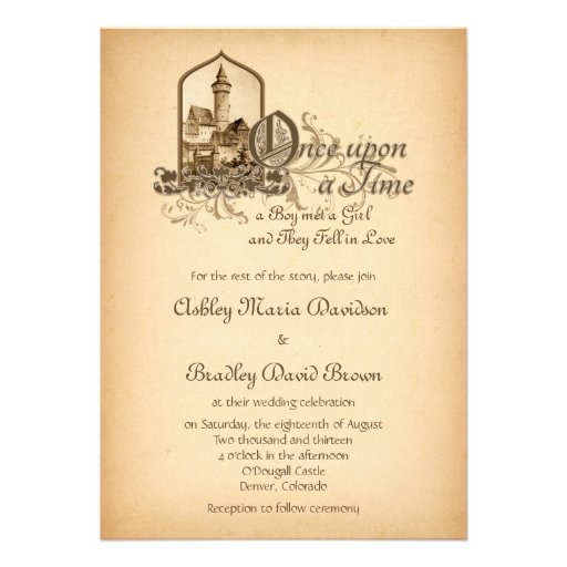 Upon invitation Castle  Invitation fairytale Wedding Paper wedding  Fairytale Once  Card Medieval 5x7 themed