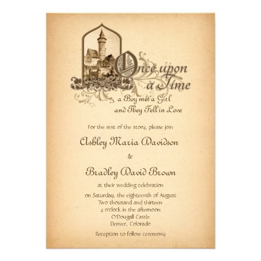 wording Invitation  Fairytale Card fairytale  5x7 invitation Once wedding themed Upon Castle Wedding Paper Medieval